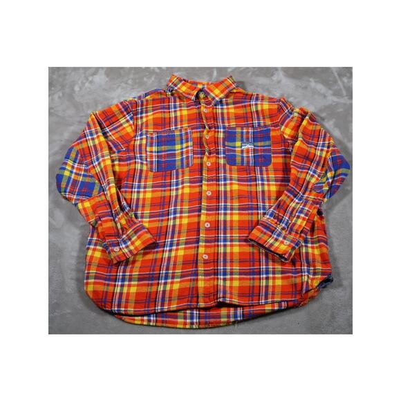Rocawear Shirt Mens 2XL Red Blue Yellow Plaid Flannel Button Up Streetwear - Picture 1 of 6
